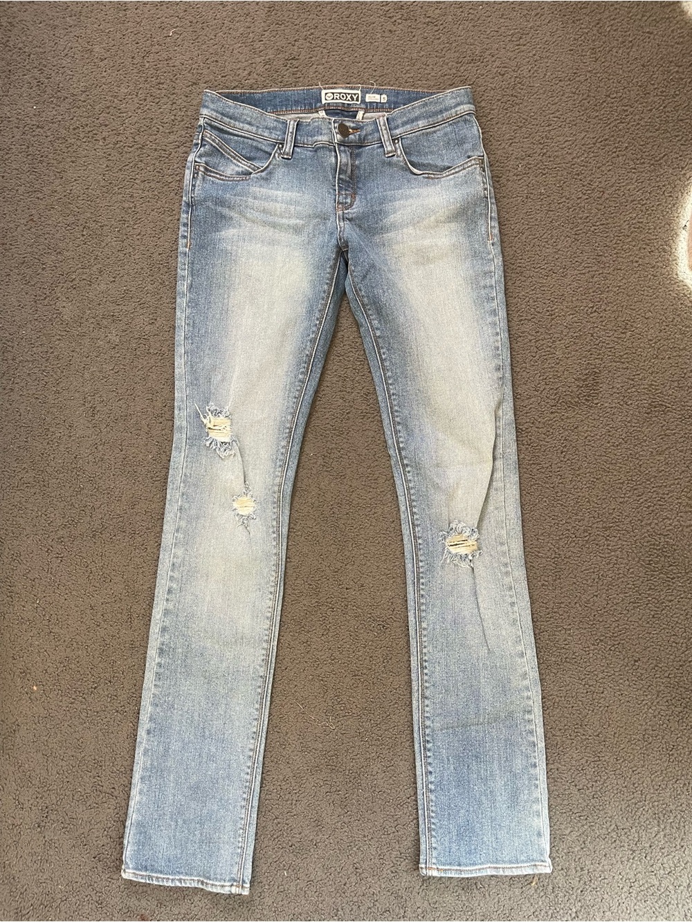 Roxy Light Wash Distressed Skinny Y2K junior low rise Jeans
